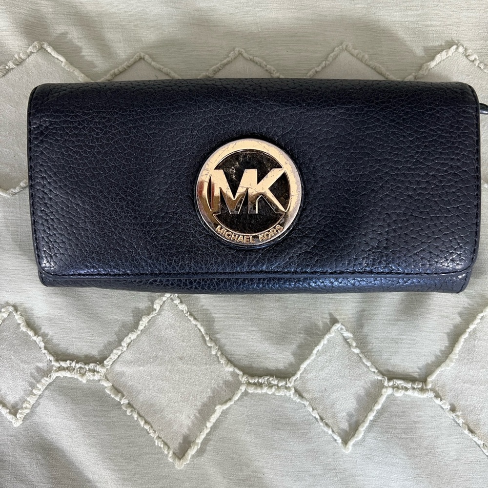 Michael Kors Black Wallet with Gold Logo